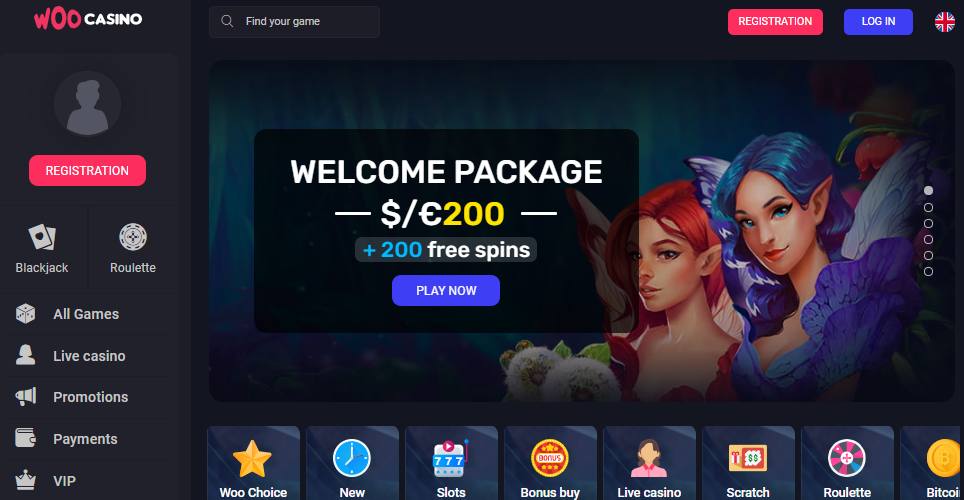 WooCasino Game Lobby – Slots section