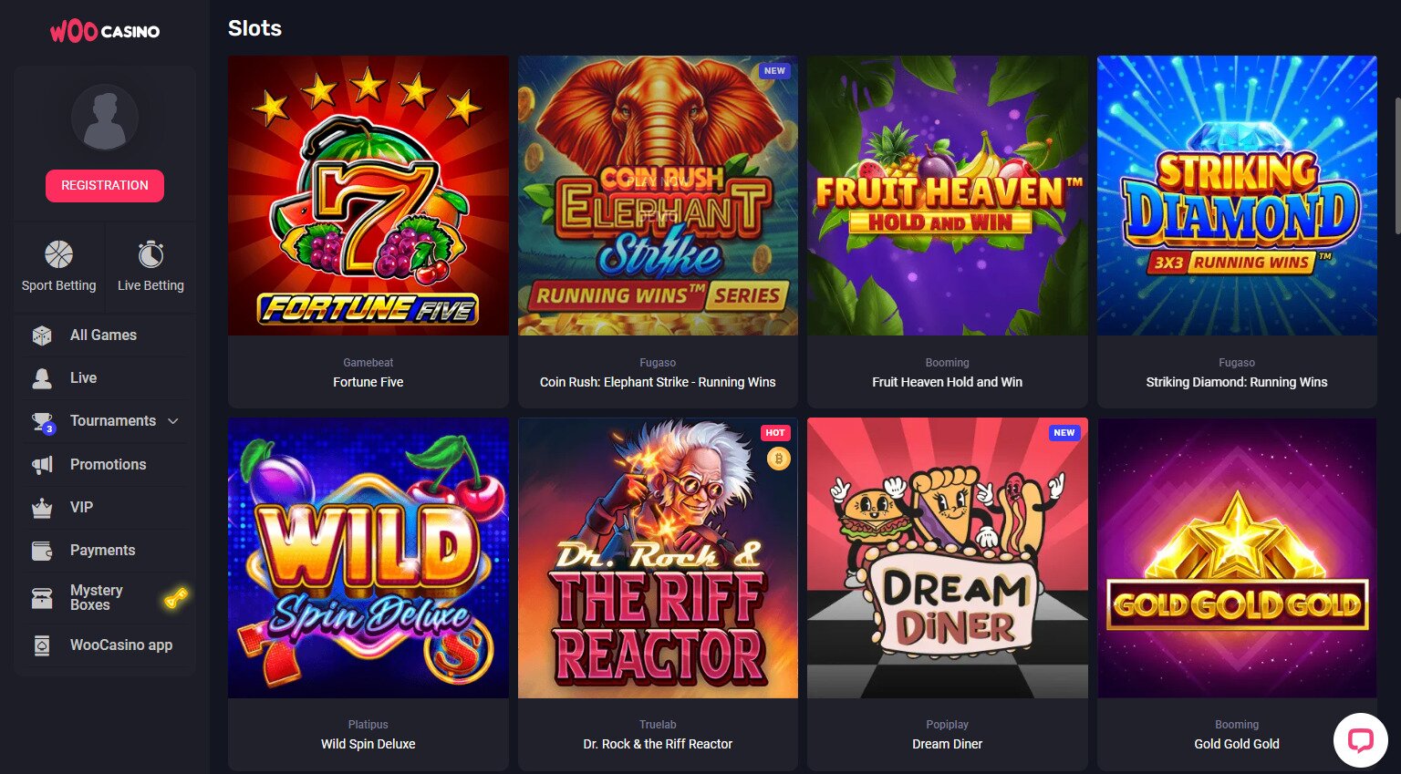 WooCasino Live Casino – Evolution Gaming tables